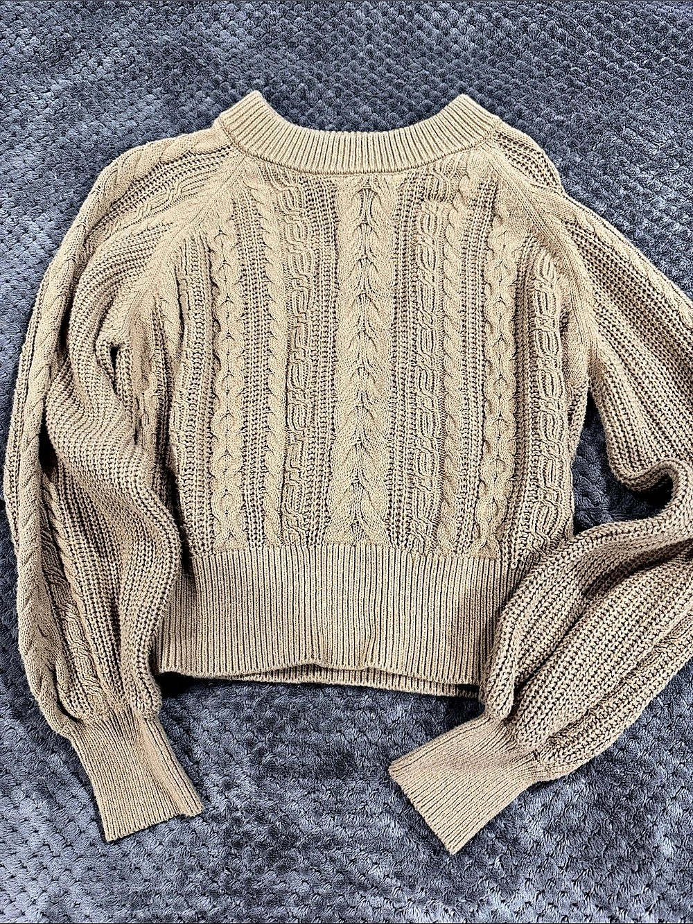 Fashion Nova Cable Knit Crewneck Sweater in Brown Like New